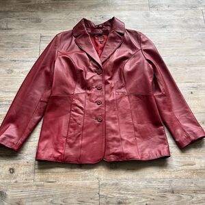 Wilson's Leather Women's Coat Burgundy and Red XL 90s Long